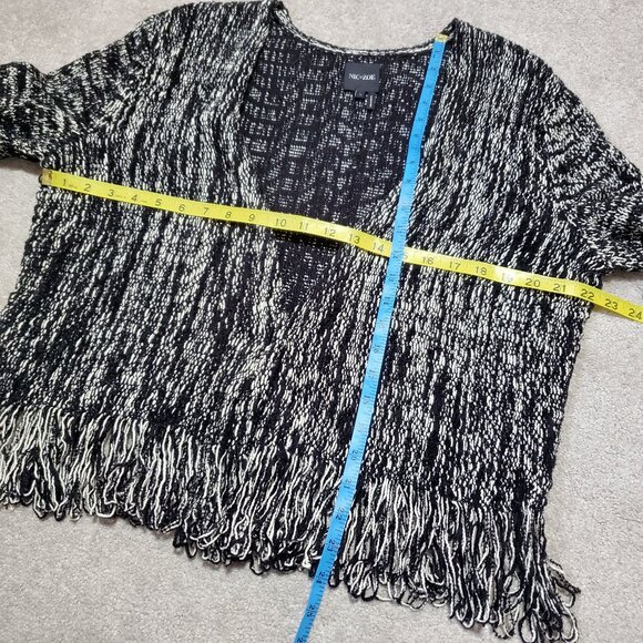 NWT NIC + ZOE Fringe Knit Jacket Blazer Toggle Closure White Black Women's Large - Picture 14 of 14
